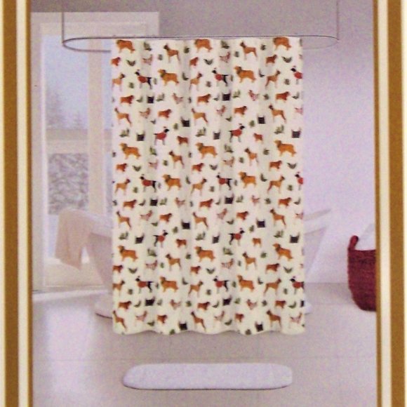 Ridgefield Home London Dogs Cloth Fabric Shower Curtain Boxer Bulldog Dachshund - Picture 2 of 3